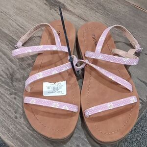 Steve Madden J Plum Daisy Rhinestone strappy open toe sandal  size 3 NWT